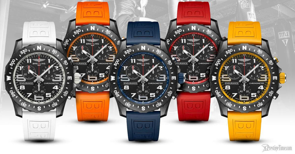 Orologio Breitling Endurance Pro 44mm con quadrante nero, Clone 1.1 dettagli gialli e cinturino in caucciù chrono ibrido
