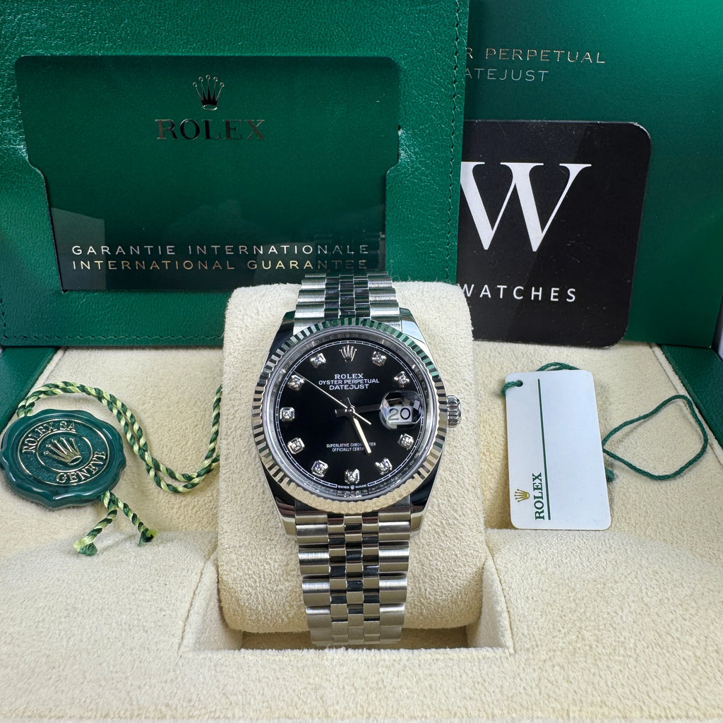 Rolex Datejust  Black Diamond Dial Stainless Steel Oyster 36mm Clone 1.1 Mens Watch