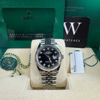 Rolex Datejust  Black Diamond Dial Stainless Steel Oyster 36mm Clone 1.1 Mens Watch