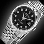 Rolex Datejust  Black Diamond Dial Stainless Steel Oyster 36mm Clone 1.1 Mens Watch