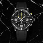 Orologio Breitling Endurance Pro 44mm con quadrante nero, Clone 1.1 dettagli gialli e cinturino in caucciù chrono ibrido